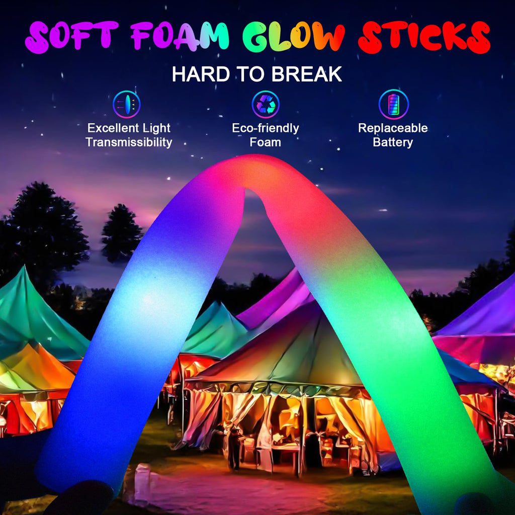 HONLYNE 44 PCS Foam Glow Sticks – 3 Modes LED Light Up Party Pack