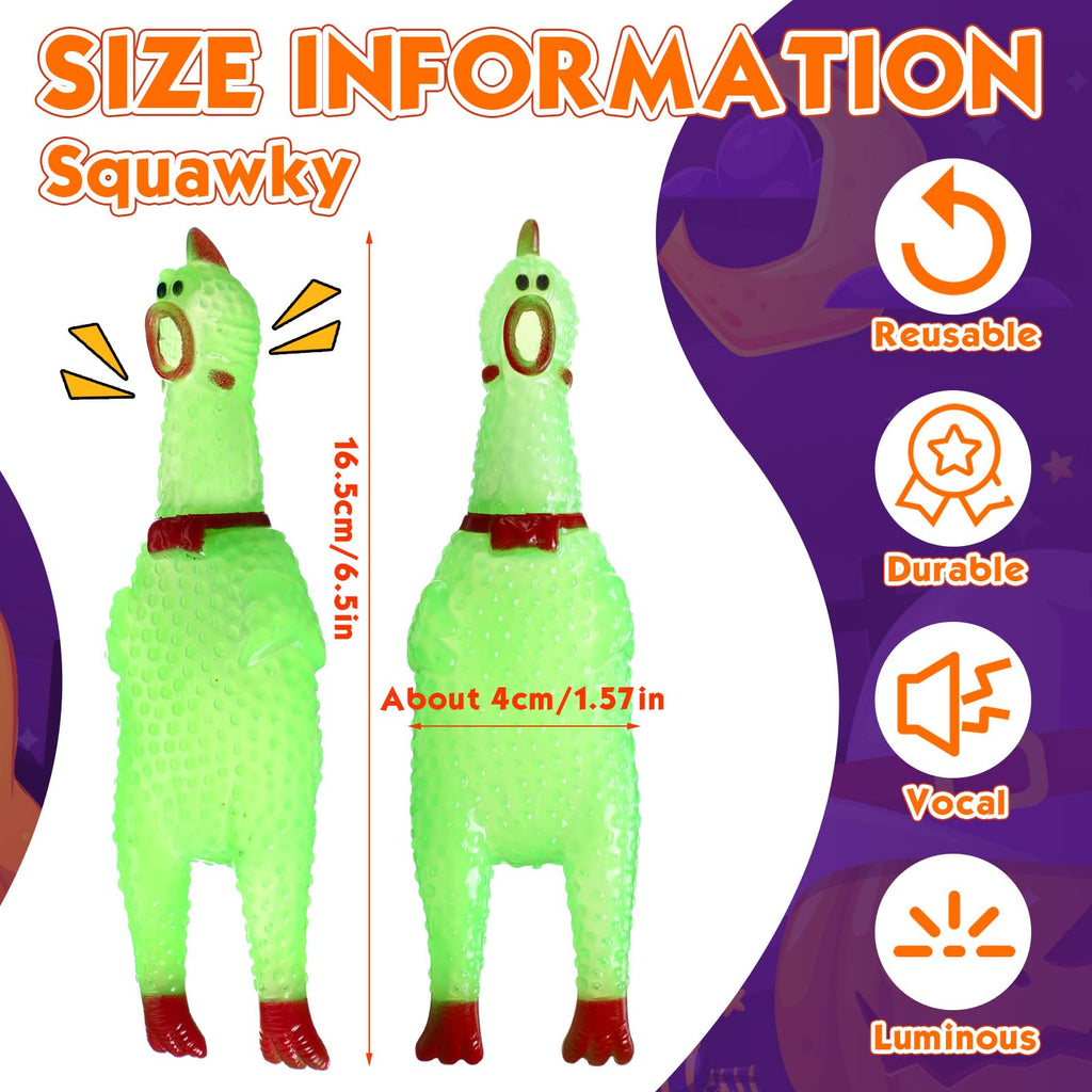 Honoson Glow in the Dark Rubber Chicken – 50 Pcs Squeaky Party Pranks