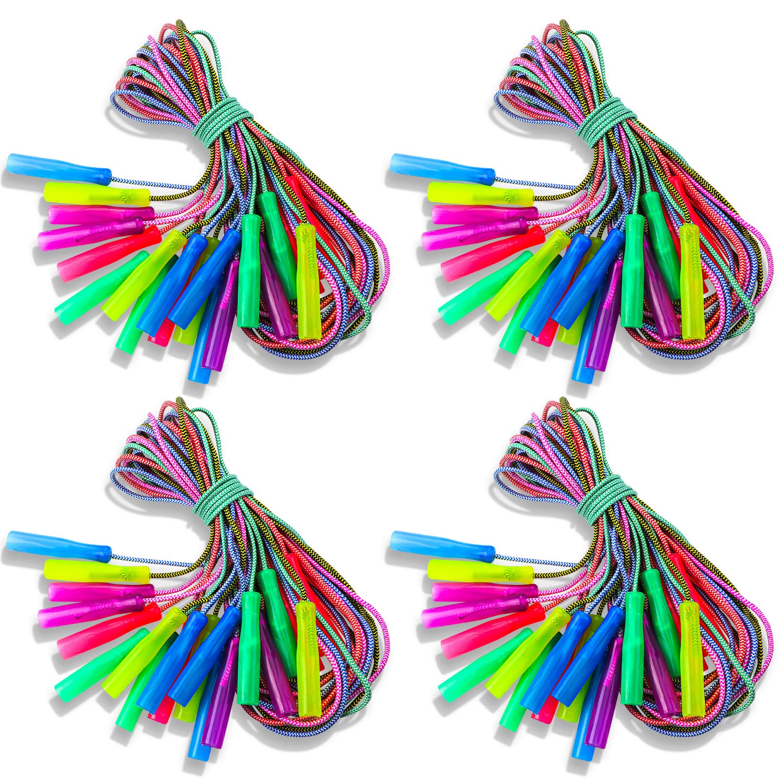 Honoson 30-Piece Rainbow Jump Rope Set for Kids – 7.87 ft Nylon Ropes with Adjustable Handles | Colorful Party Favors & Outdoor Fitness
