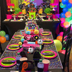 Hooqict 26 PCS 80s Cake Decorations – Retro Cake Toppers with Glitter Balls for Neon Throwback Parties