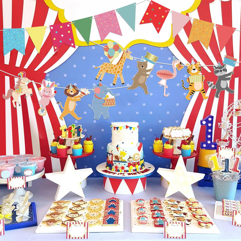 Hooqict Animal Parade Banner - Colorful Pennants for Kids' Birthday Parties