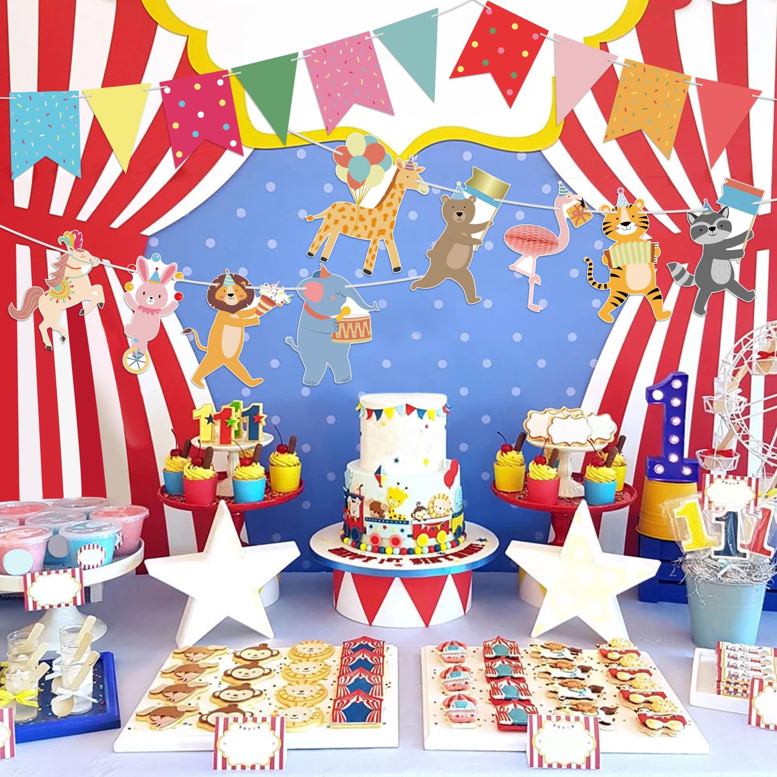 Hooqict Animal Parade Banner - Colorful Pennants for Kids' Birthday Parties