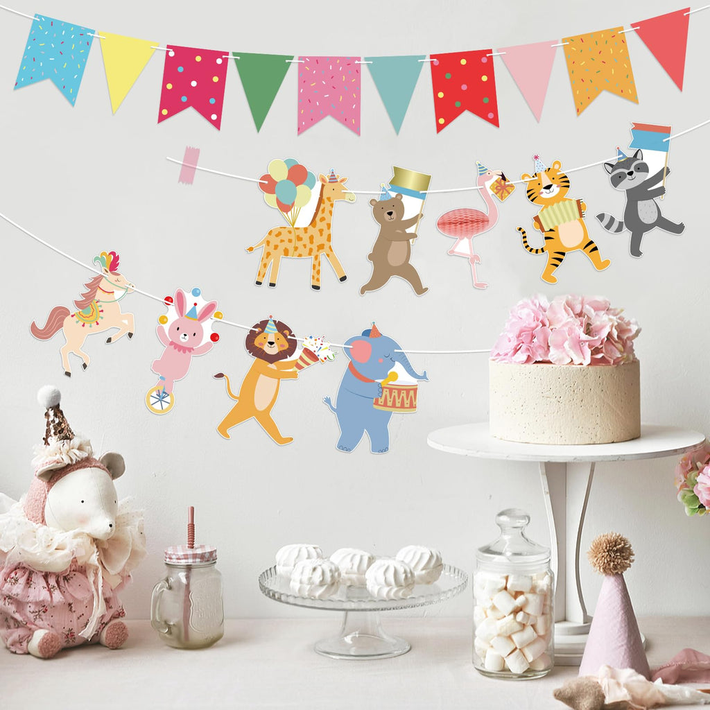 Hooqict Animal Parade Banner - Colorful Pennants for Kids' Birthday Parties