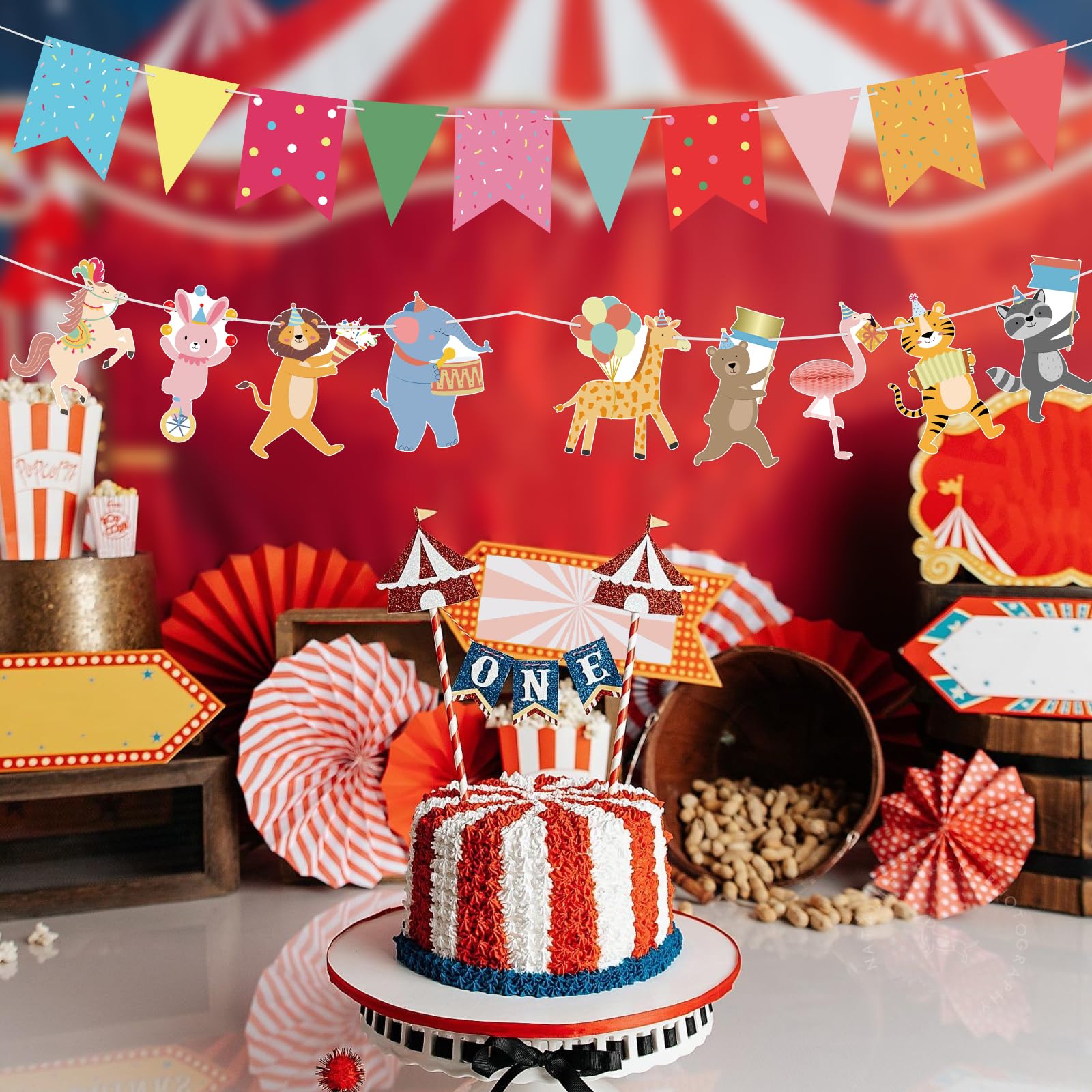 Hooqict Animal Parade Banner - Colorful Pennants for Kids' Birthday Parties