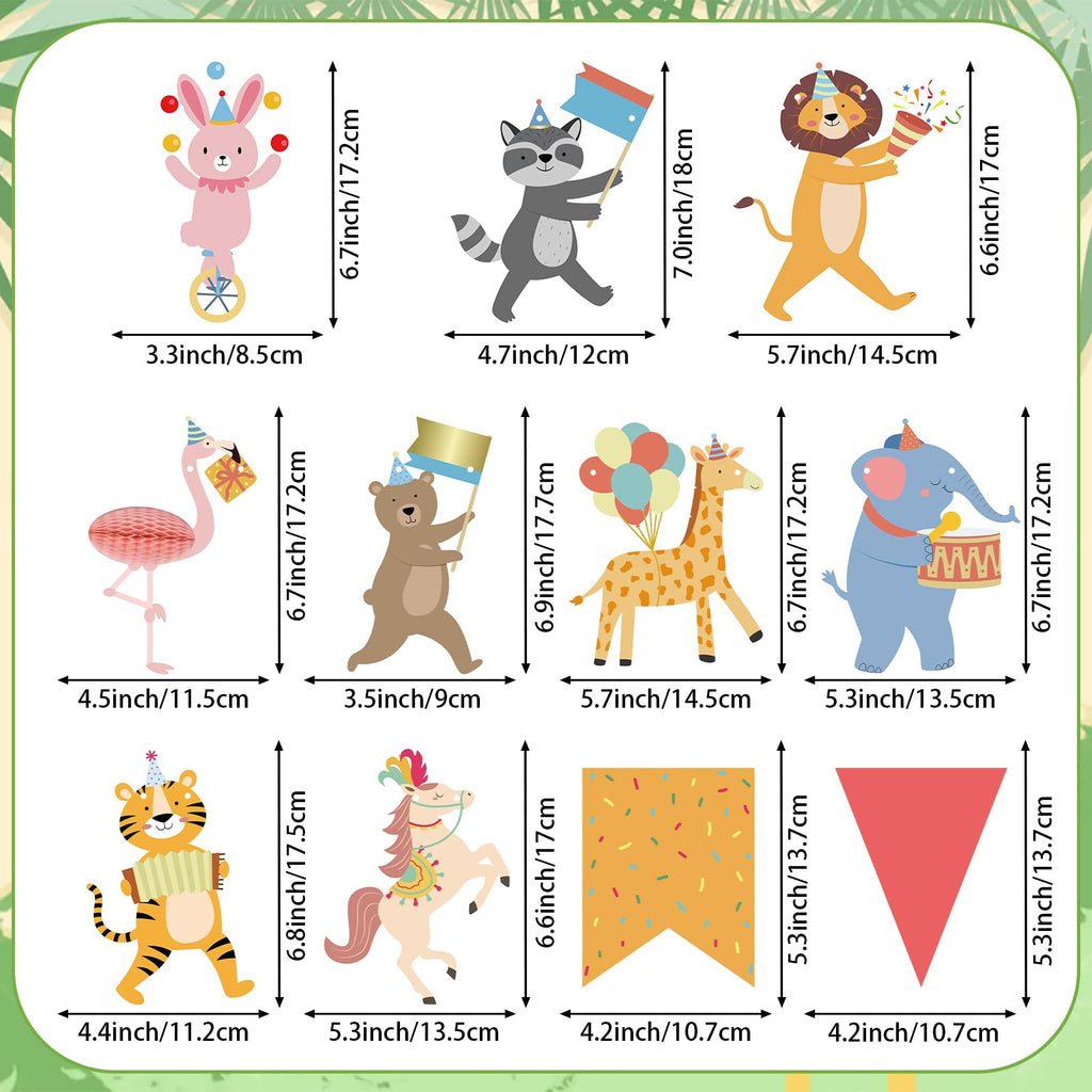 Hooqict Animal Parade Banner - Colorful Pennants for Kids' Birthday Parties