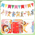 Hooqict Animal Parade Banner - Colorful Pennants for Kids' Birthday Parties