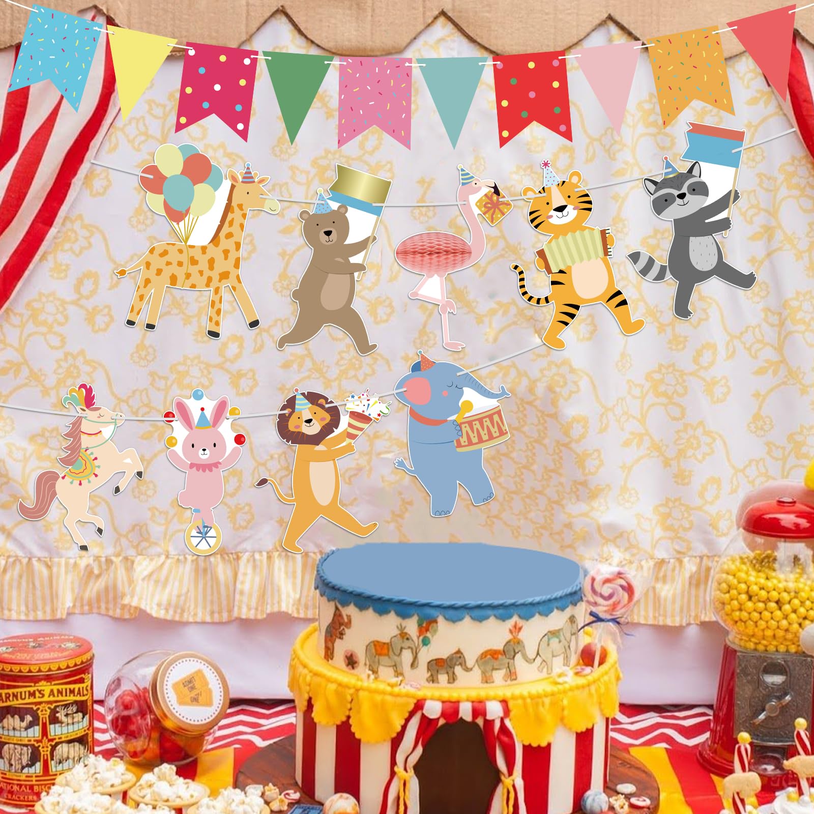 Hooqict Animal Parade Banner - Colorful Pennants for Kids' Birthday Parties