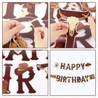 Hooqict Western Happy Birthday Banner | Cowboy Party Decorations for Wild West Celebrations
