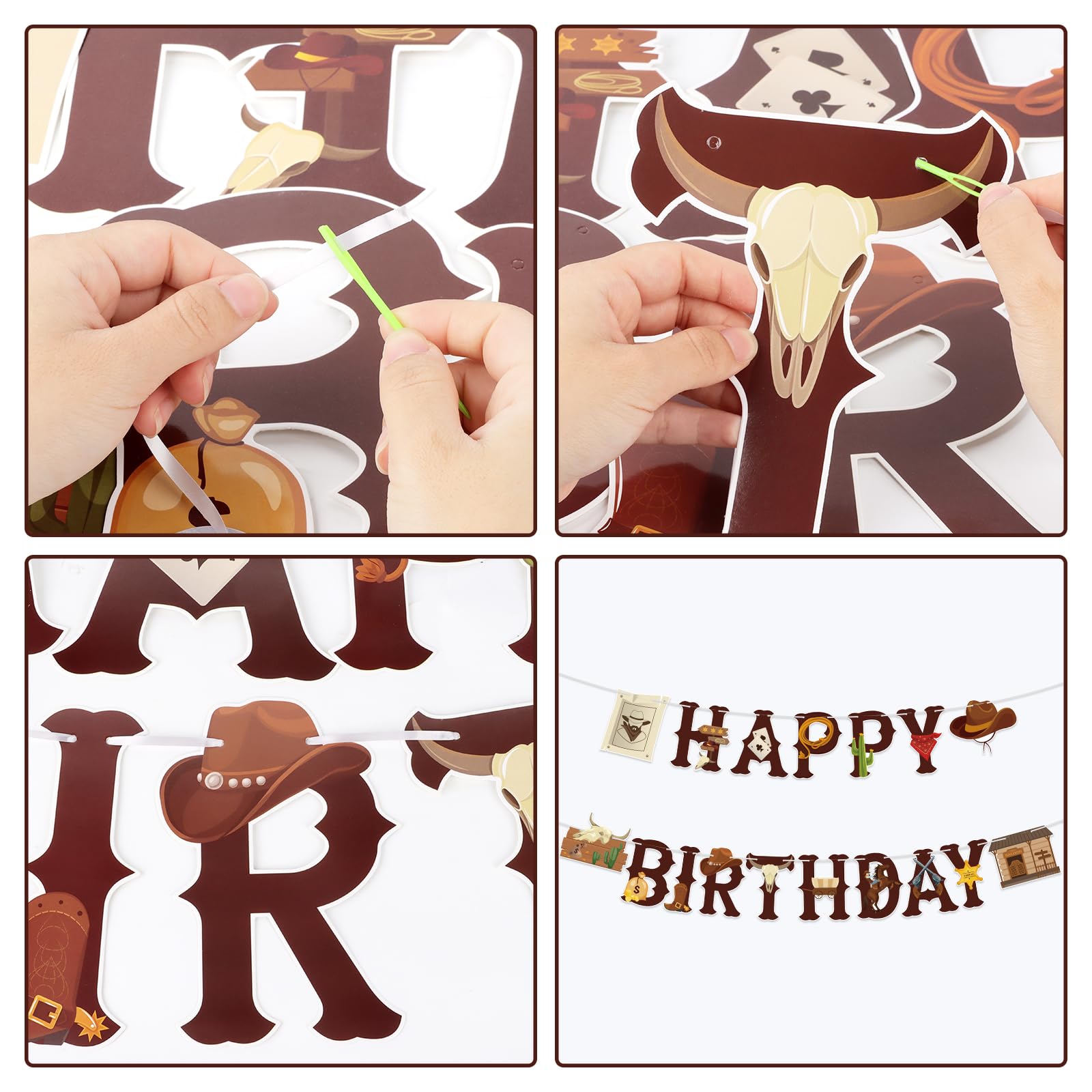 Hooqict Western Happy Birthday Banner | Cowboy Party Decorations for Wild West Celebrations