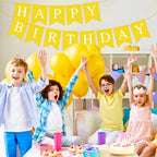 Hooqict Yellow Happy Birthday Banner Backdrop – Birthday Party Garland Flags for Wall, Yard & Photo Backdrops