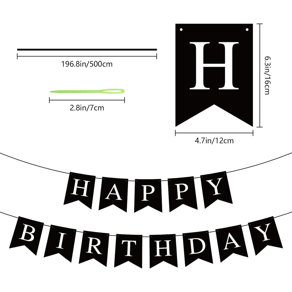 Hooqict Black Happy Birthday Banner - Backdrop for Wall & Party Decor