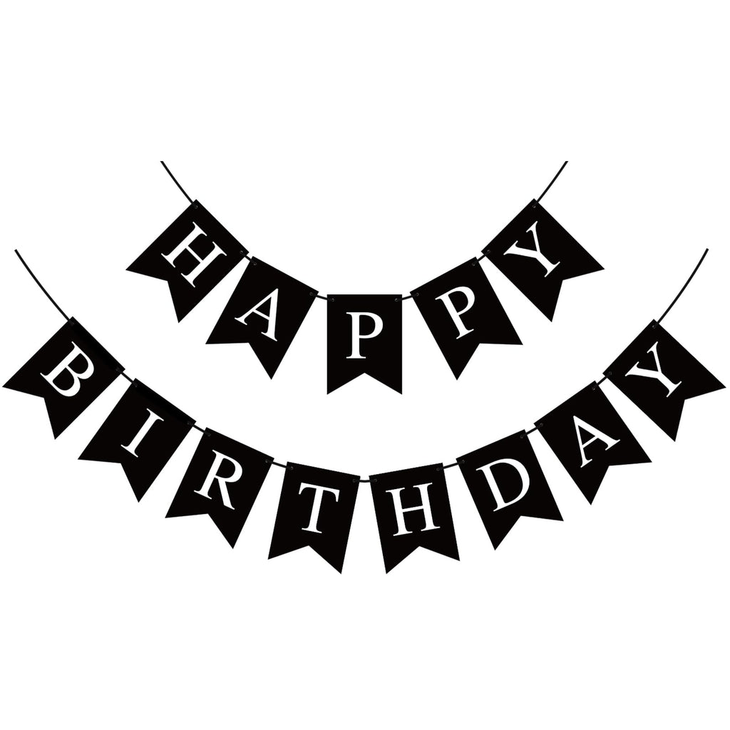 Hooqict Black Happy Birthday Banner - Backdrop for Wall & Party Decor