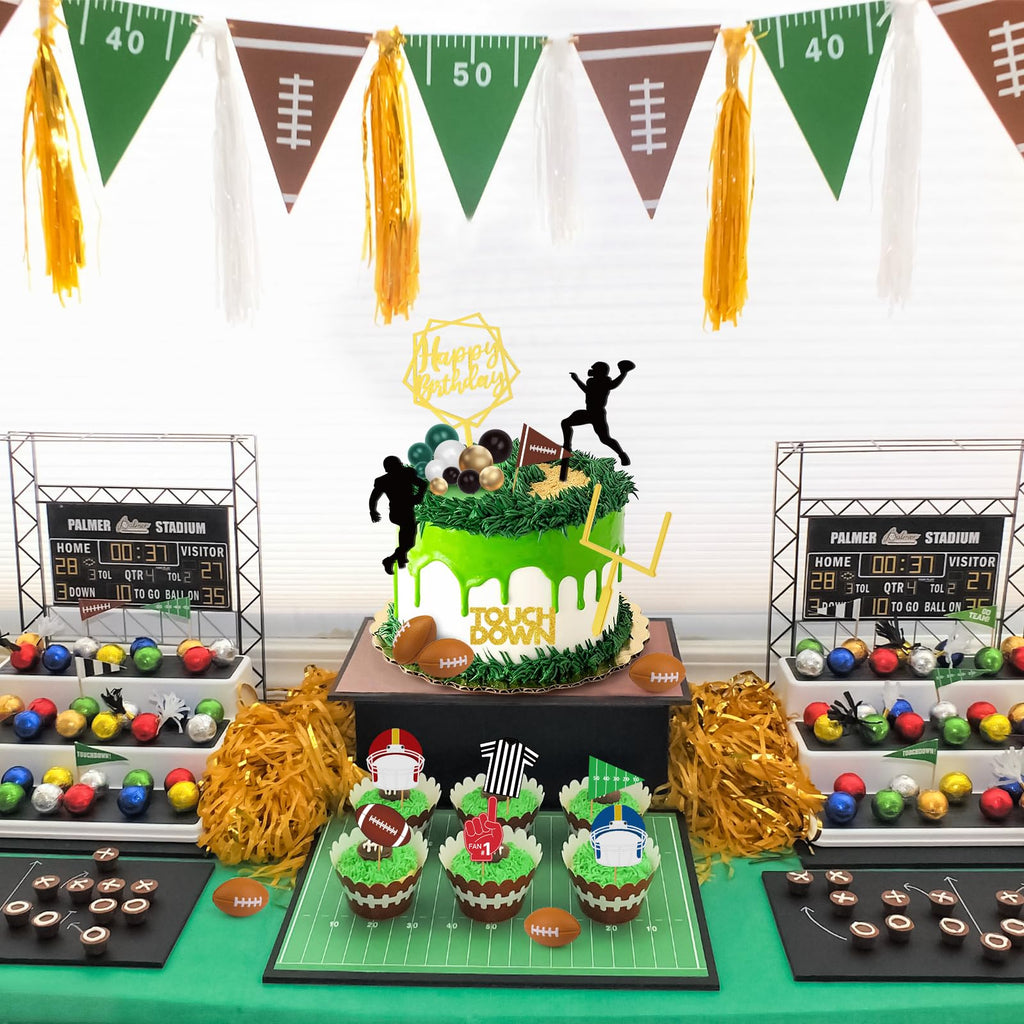 Hooqict 28-Piece Football Cake Toppers Set – Game Day Party Decor for Birthday Cakes