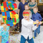 Hooqict Building Blocks 6th Birthday Pinata – Includes Stick & Blindfold | Block Party Supplies