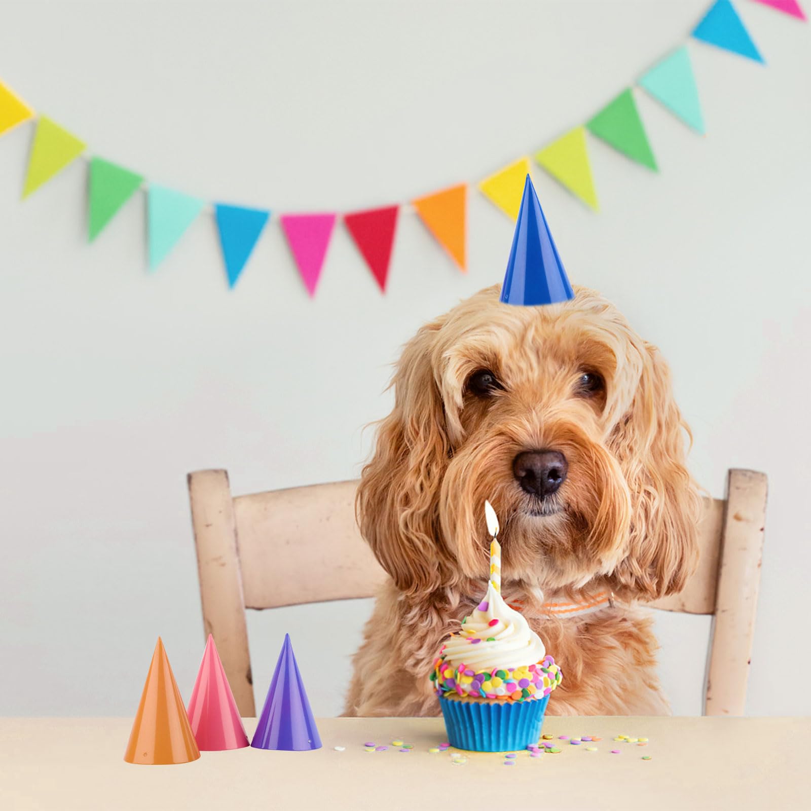 Hooqict 10er-Pack Mini-Partyhüte für Stofftiere, Haustiere & Spielzeug – Bunte Kegel-Geburtstagsdeko