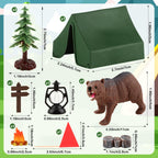 Hooqict Camping Cake Toppers – Tent, Campfire, Trees & Camp Sign