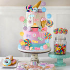 Hooqict 33Pcs Candy Cake Decorations – Lollipops, Donuts & Cupcake Toppers for Kids Parties