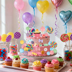 Hooqict 33Pcs Candy Cake Decorations – Lollipops, Donuts & Cupcake Toppers for Kids Parties