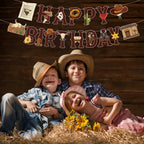 Hooqict Western Happy Birthday Banner | Cowboy Party Decorations for Wild West Celebrations