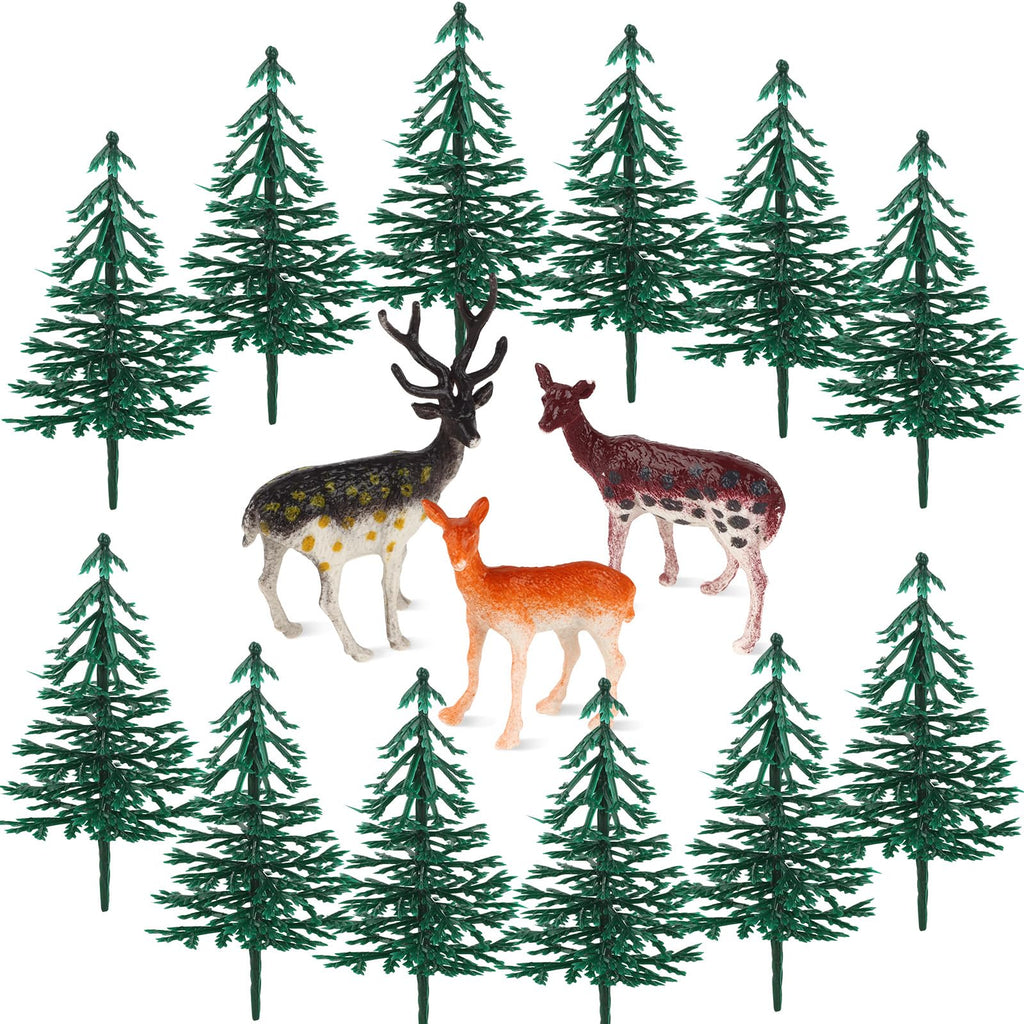 Hooqict 15Pcs Deer Christmas Cake Toppers – Woodland Decorations