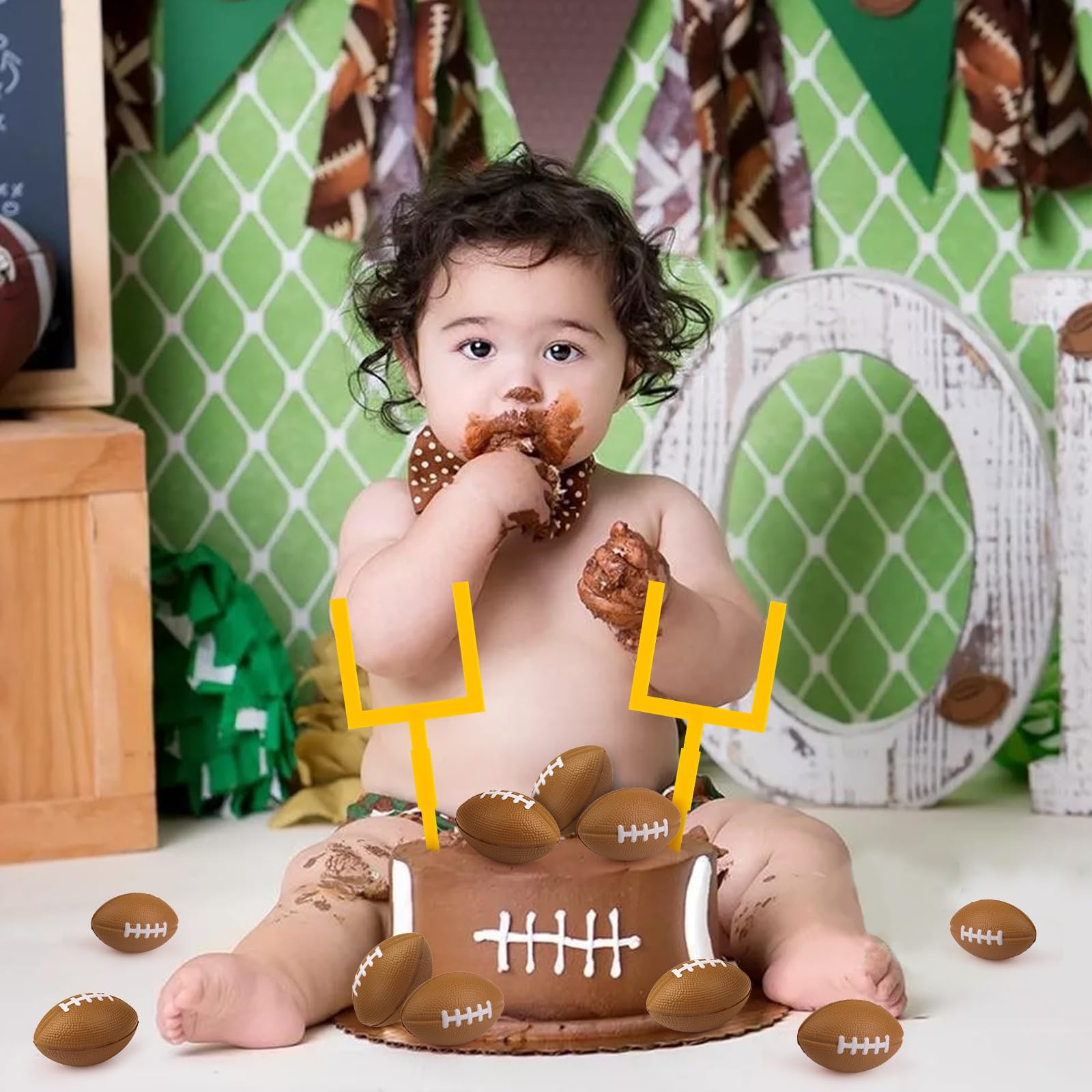 Hooqict 12Pcs Football Cake Decorations Set – Mini Goal Post & Cupcake Toppers