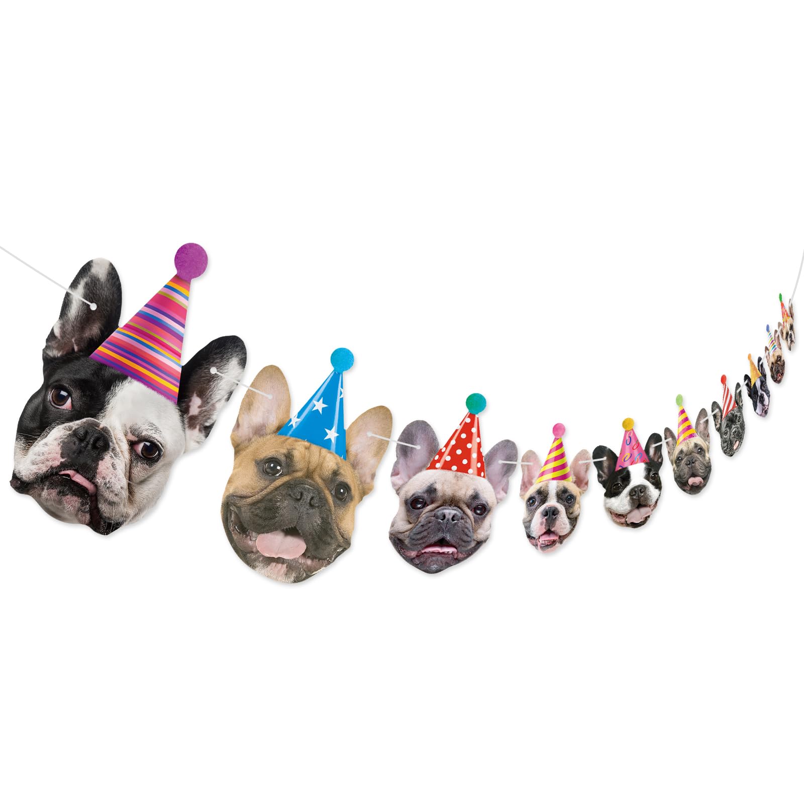 Hooqict Dog Birthday Banner – Puppy Themed Party Decor Backdrop (10 Faces + Ribbon)