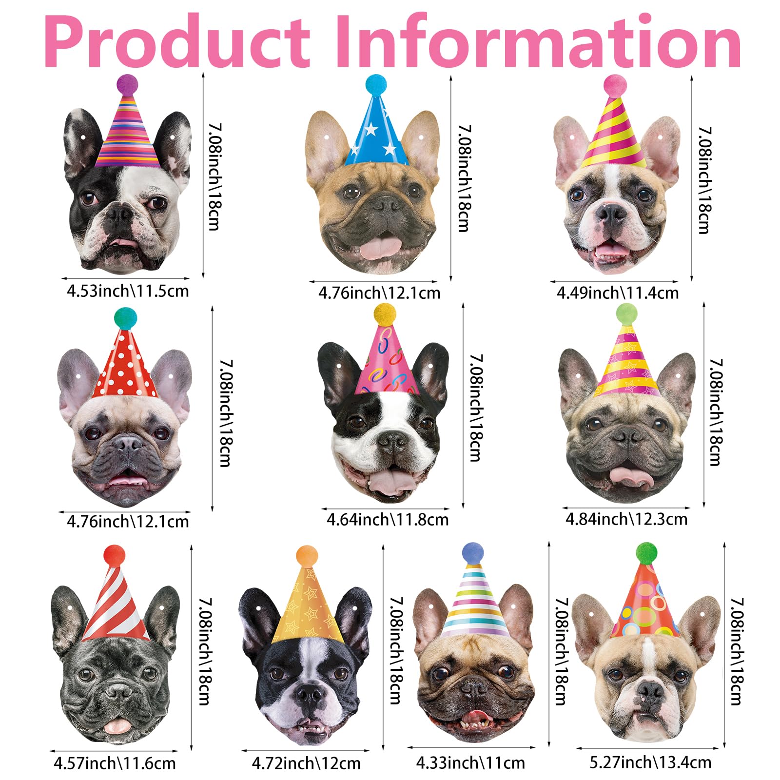Hooqict Dog Birthday Banner – Puppy Themed Party Decor Backdrop (10 Faces + Ribbon)