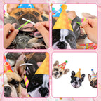Hooqict Dog Birthday Banner – Puppy Themed Party Decor Backdrop (10 Faces + Ribbon)