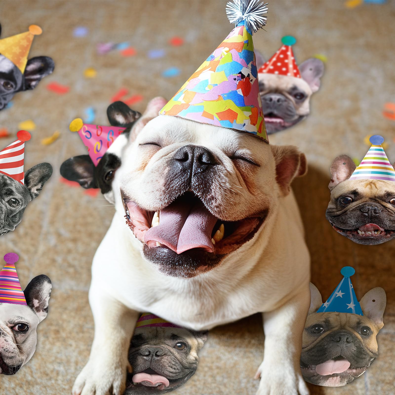 Hooqict Dog Birthday Banner – Puppy Themed Party Decor Backdrop (10 Faces + Ribbon)