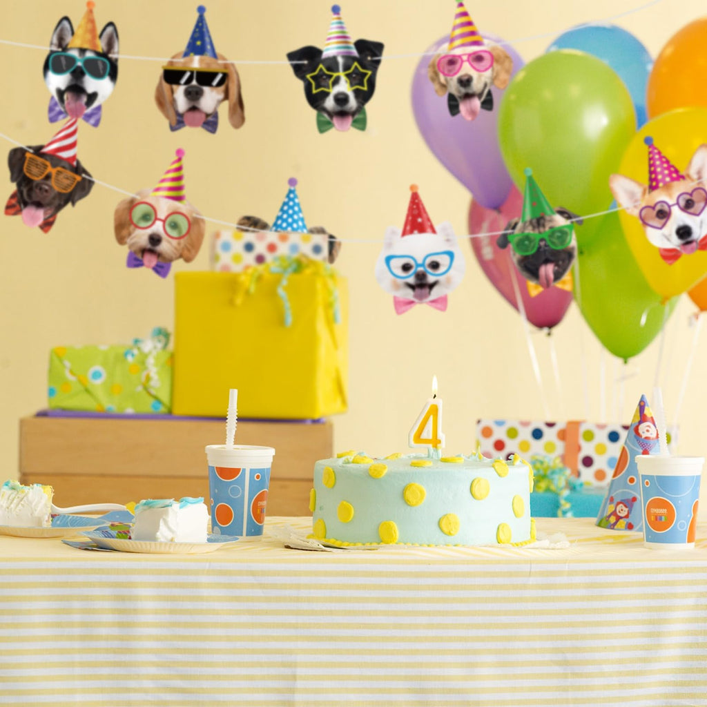 Hooqict Dog Birthday Banner - Puppy Themed Party Decorations & Backdrop Garland (10 Flags)