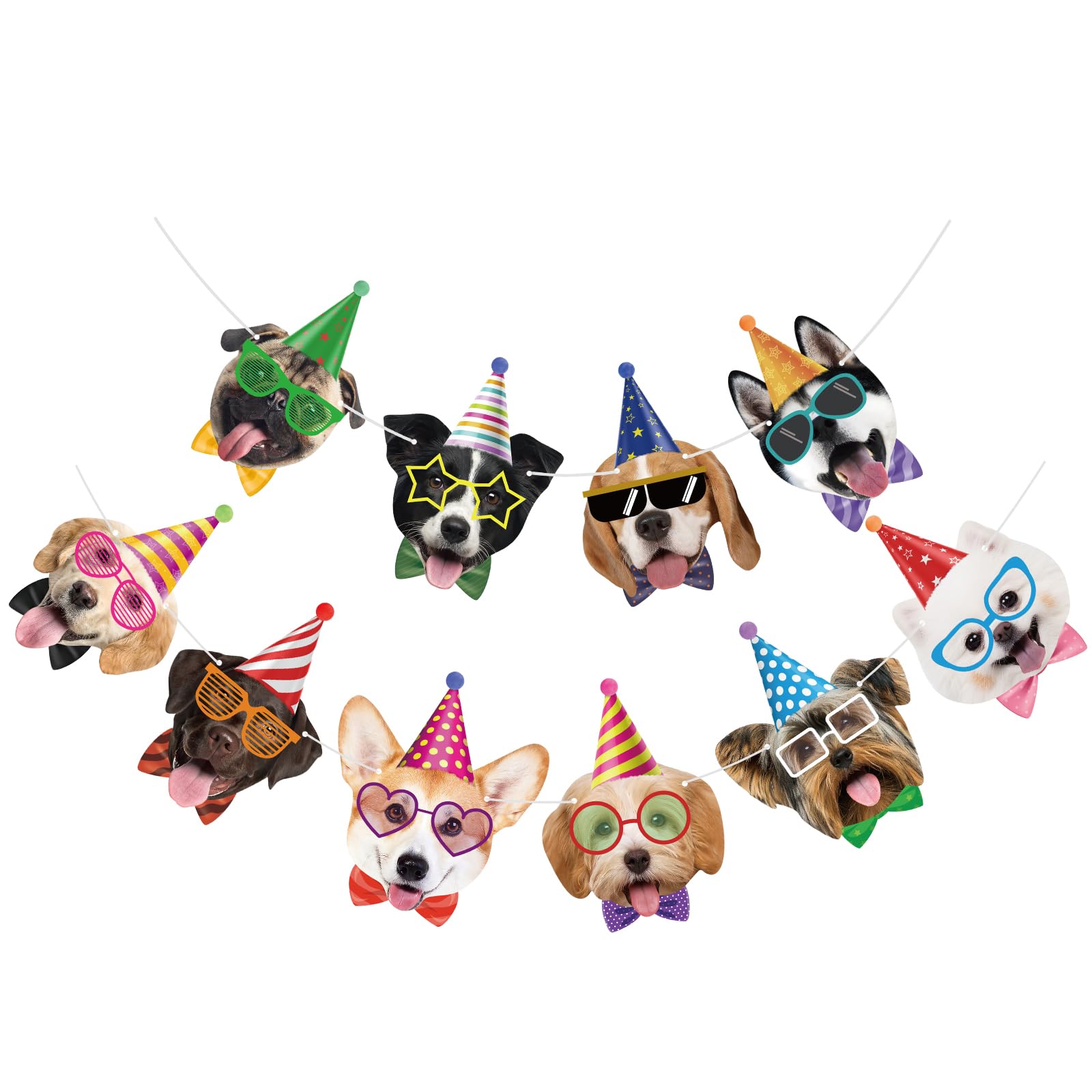 Hooqict Dog Birthday Banner - Puppy Themed Party Decorations & Backdrop Garland (10 Flags)