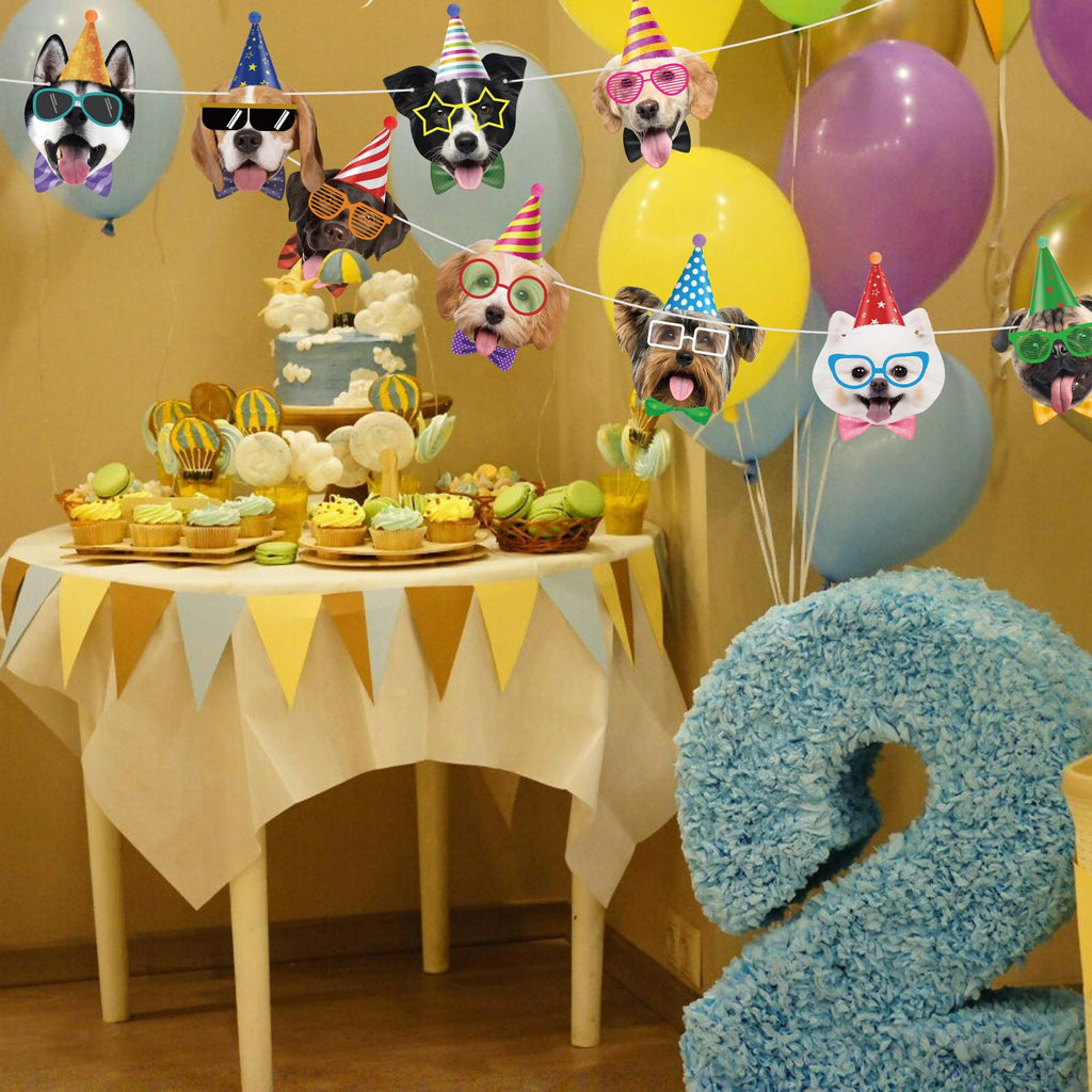 Hooqict Dog Birthday Banner - Puppy Themed Party Decorations & Backdrop Garland (10 Flags)
