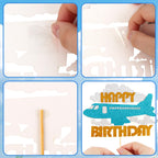 Hooqict 25 Pieces Airplane Cake Toppers with Mini Sunglasses - Blue & White Cloud Birthday Decor