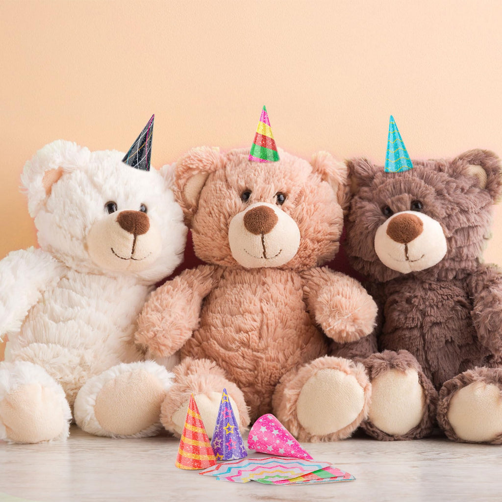 Hooqict 10 Pcs Mini Party Hats for Stuffed Animals & Kids – Glitter Cone Hats, Assorted