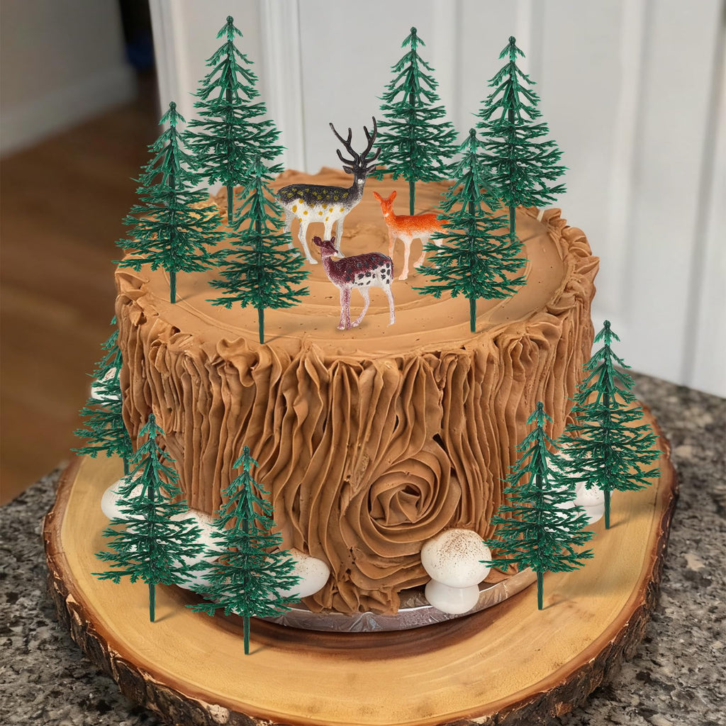 Hooqict 15Pcs Deer Christmas Cake Toppers – Woodland Decorations