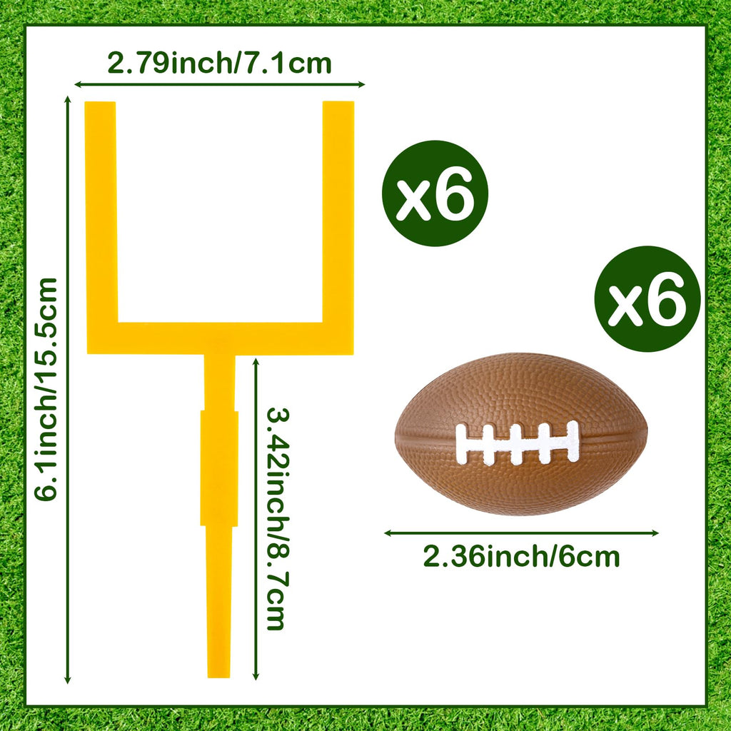 Hooqict 12Pcs Football Cake Decorations Set – Mini Goal Post & Cupcake Toppers