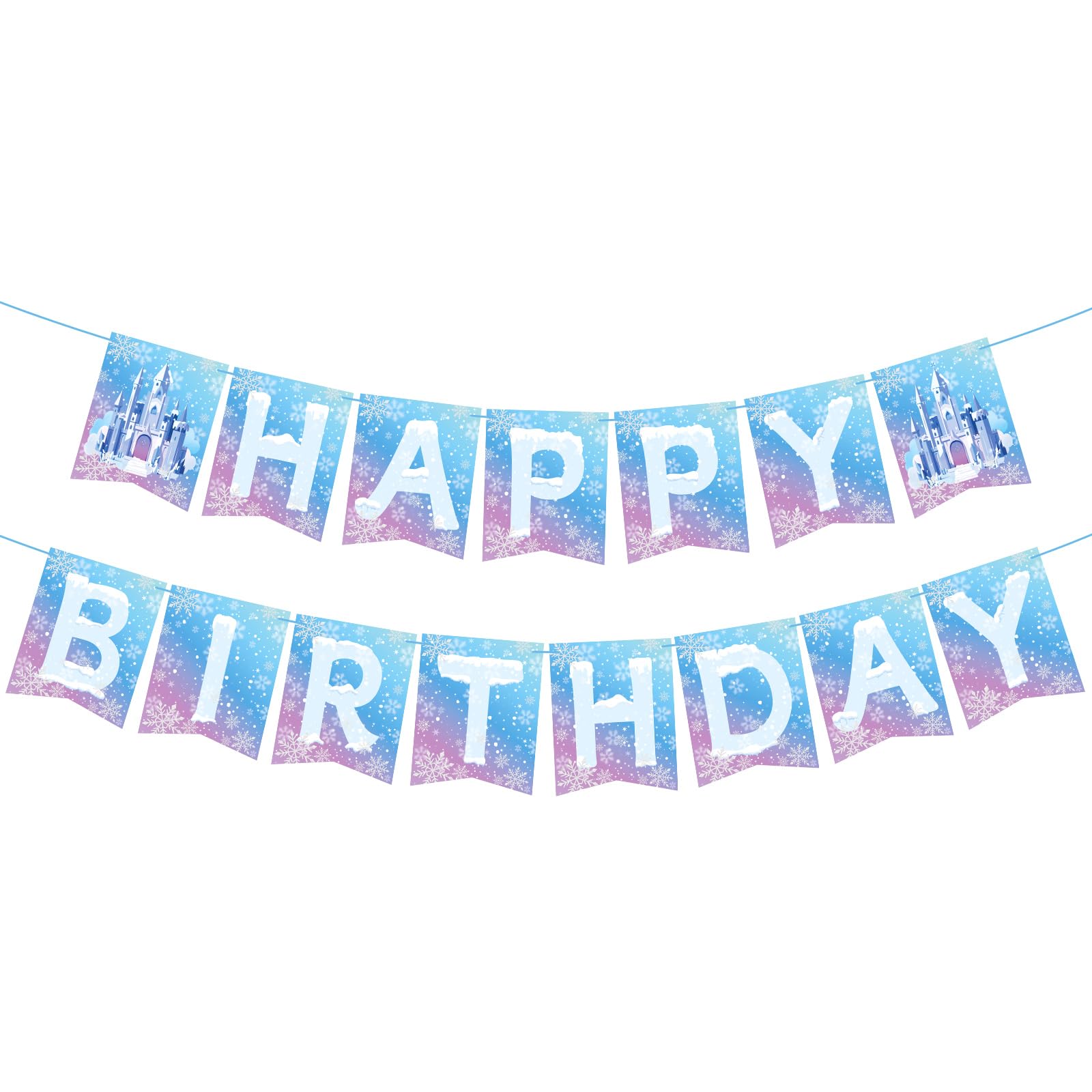 Hooqict Frozen Happy Birthday Banner – Winter Wonderland Party Decor