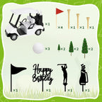 Hooqict 21-Piece Golf Cake Topper Set – Cart, Balls, Flags, Tees, Trees