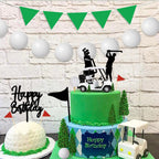 Hooqict 21-Piece Golf Cake Topper Set – Cart, Balls, Flags, Tees, Trees