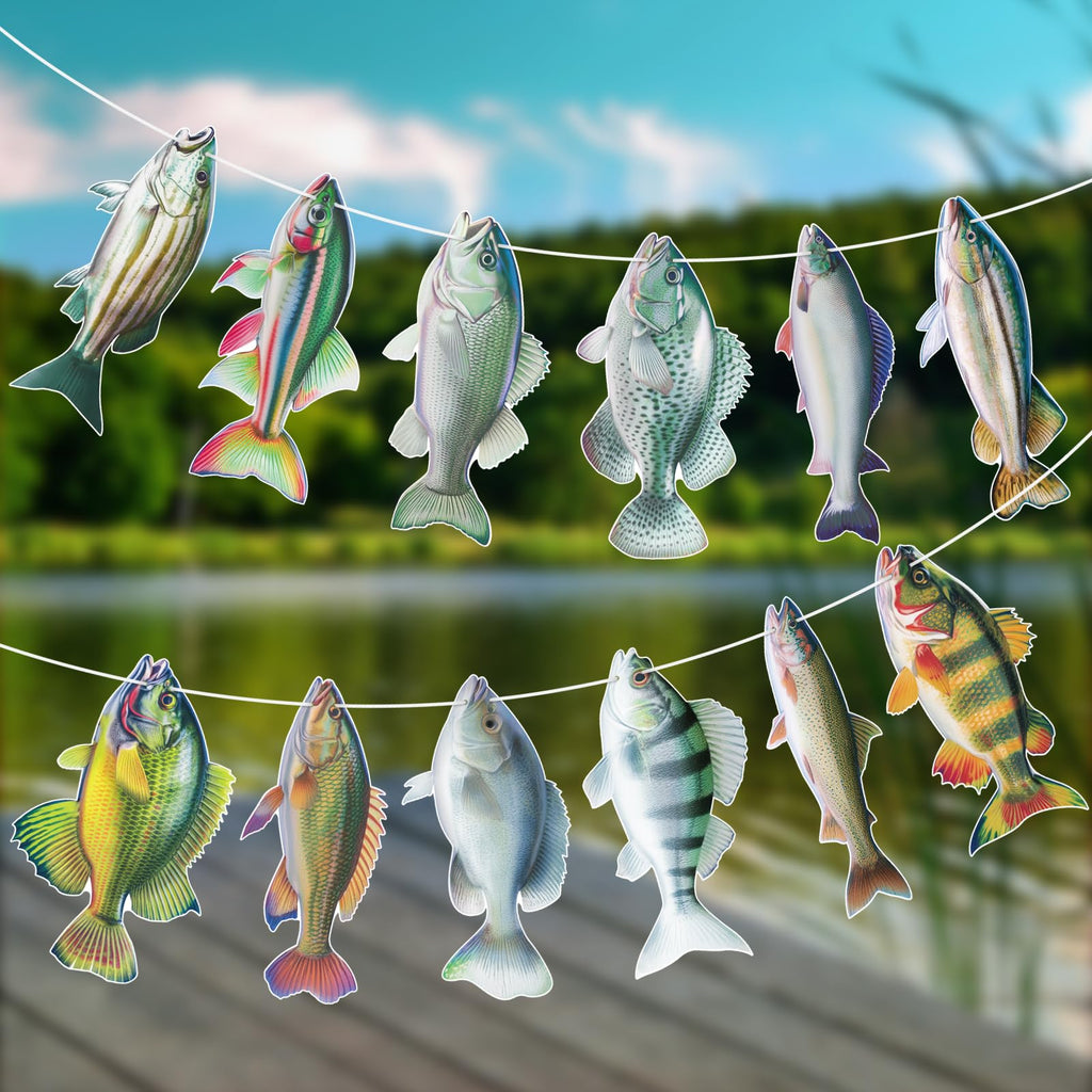 Hooqict Gone Fishing Banner Garland – Fish Birthday Party Decor