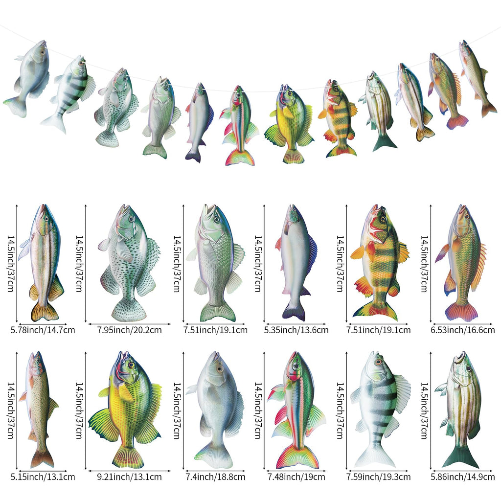 Hooqict Gone Fishing Banner Garland – Fish Birthday Party Decor