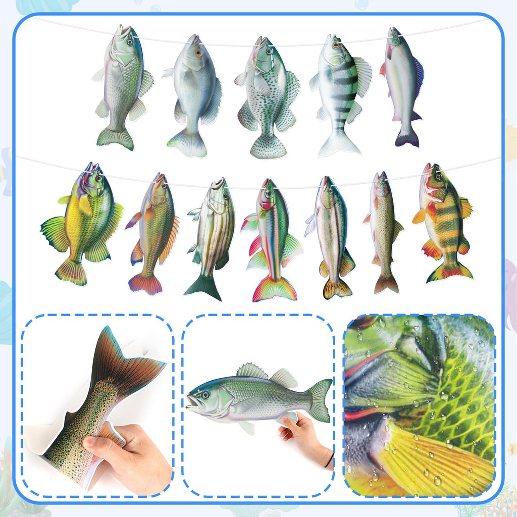 Hooqict Gone Fishing Banner Garland – Fish Birthday Party Decor