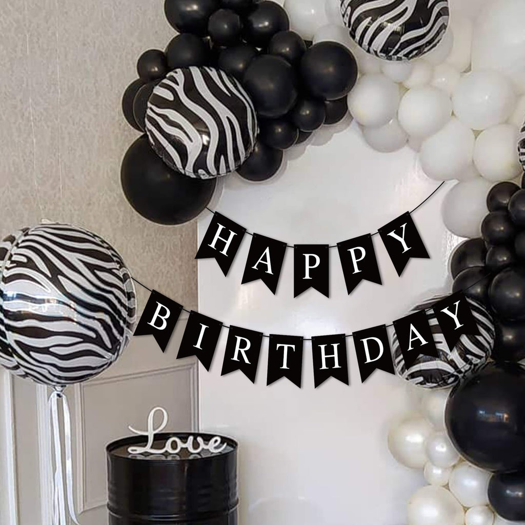 Hooqict Black Happy Birthday Banner - Backdrop for Wall & Party Decor