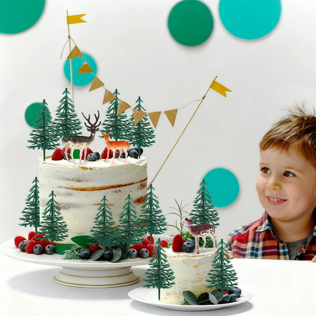 Hooqict 15Pcs Deer Christmas Cake Toppers – Woodland Decorations