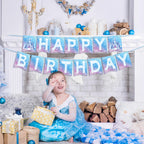 Hooqict Frozen Happy Birthday Banner – Winter Wonderland Party Decor
