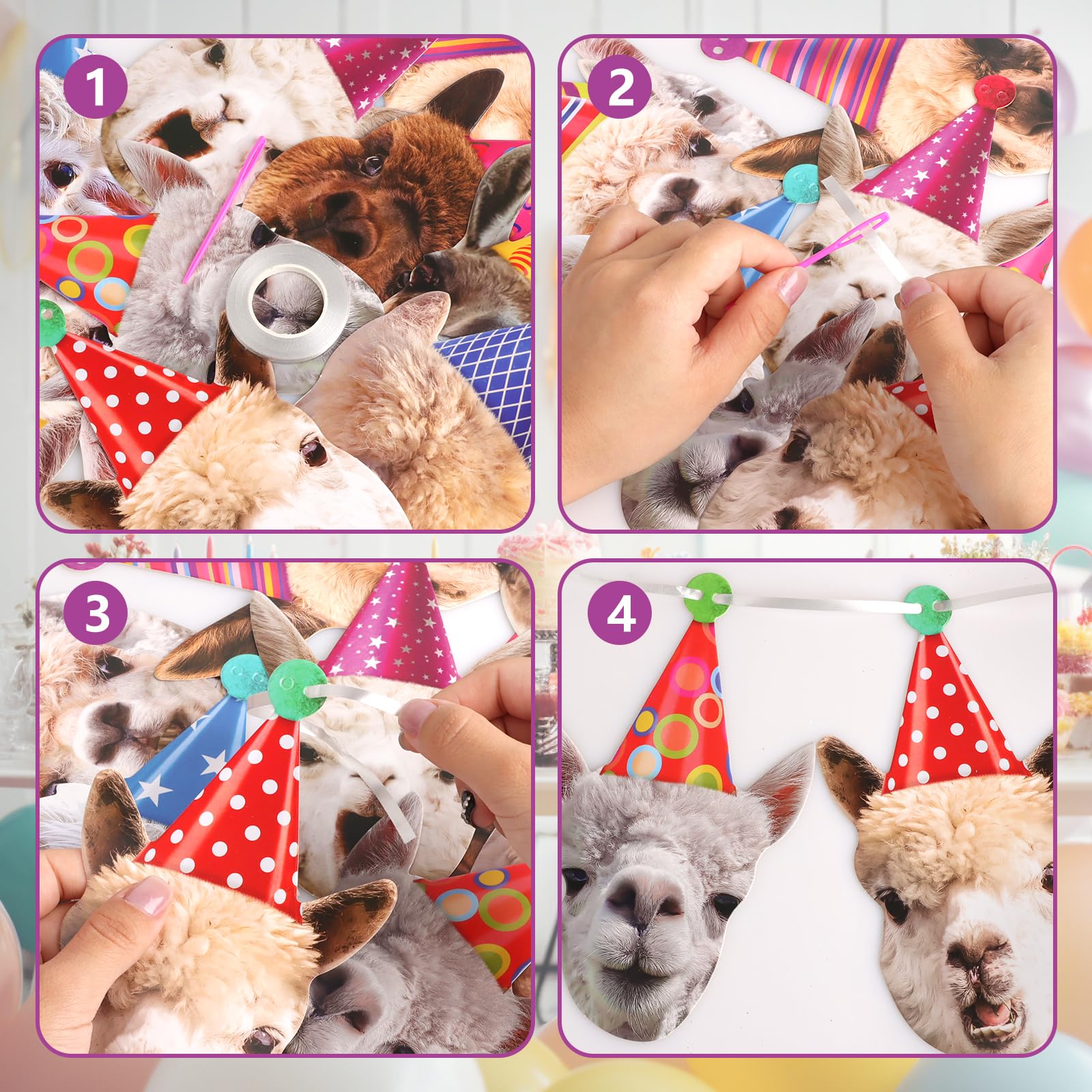 Hooqict Llama Birthday Banner Garland – Customizable 10-Expression Party Decor