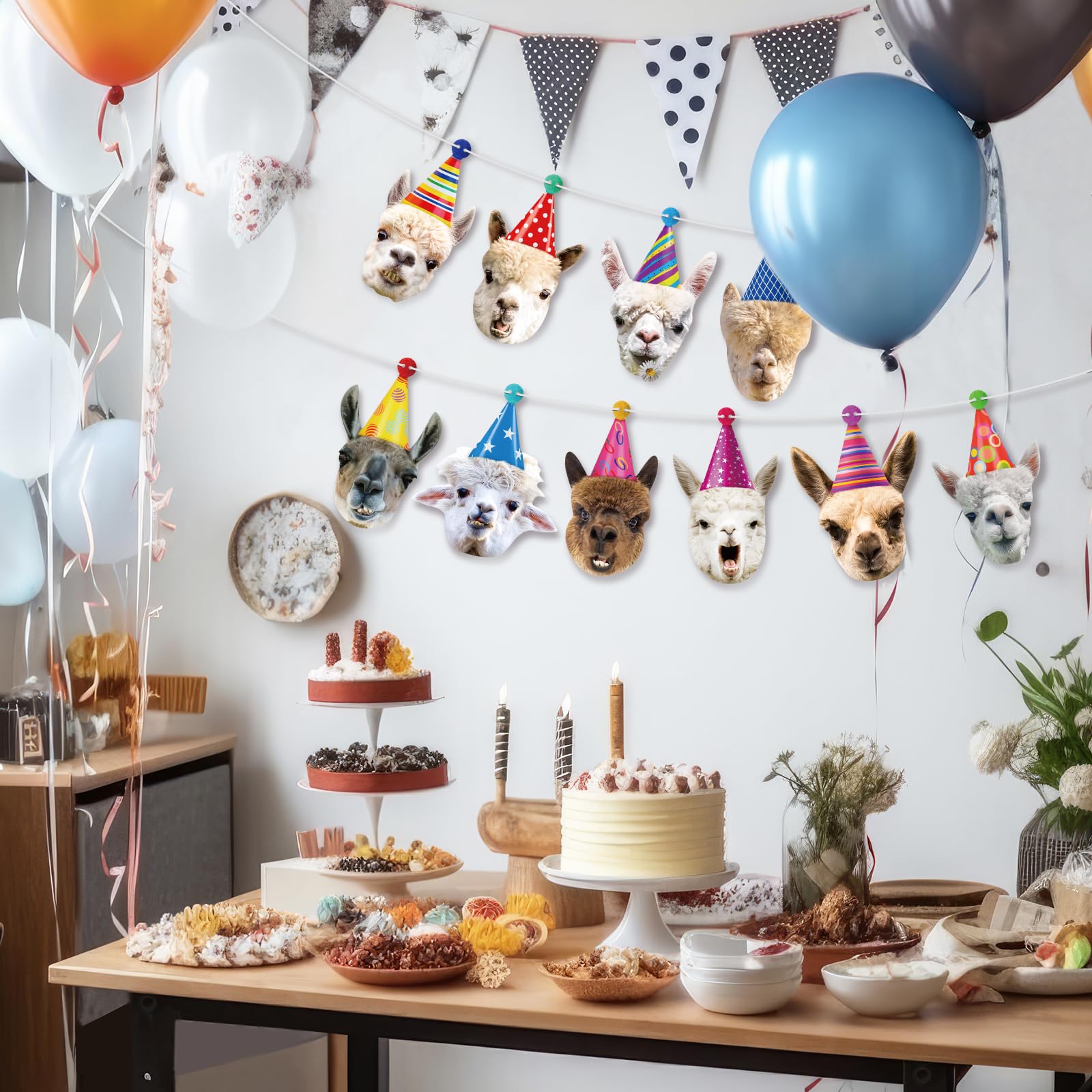 Hooqict Llama Birthday Banner Garland – Customizable 10-Expression Party Decor