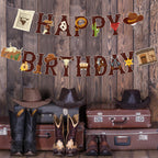 Hooqict Western Happy Birthday Banner | Cowboy Party Decorations for Wild West Celebrations