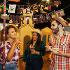 Hooqict Western Happy Birthday Banner | Cowboy Party Decorations for Wild West Celebrations