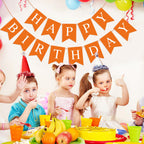 Hooqict Orange Happy Birthday Banner - Festive Backdrop & Party Decor